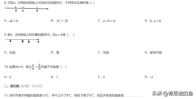 初一有理数单元测试卷及答案解析（新初一有理数测评卷）(5)