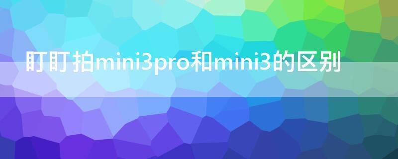 盯盯拍mini3pro和mini3的区别（盯盯拍mini3和mini3 pro）