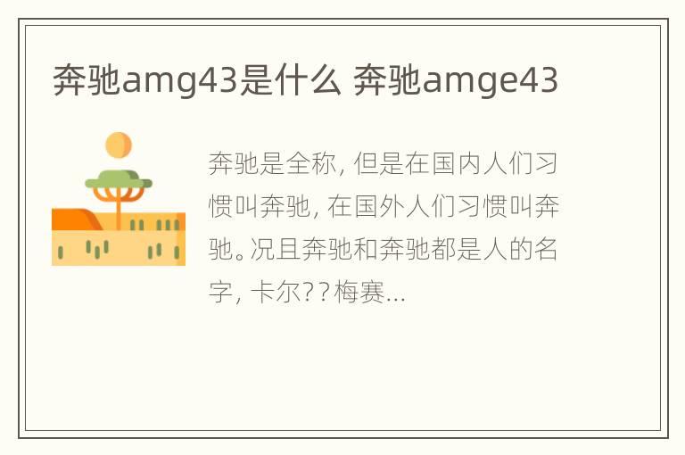 奔驰amg43是什么 奔驰amge43