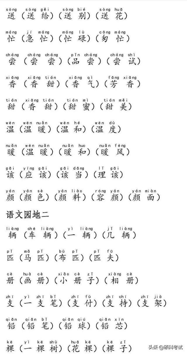 人教版一年级语文下册生字表注音（一年级语文下册生字注音及组词汇总）(6)