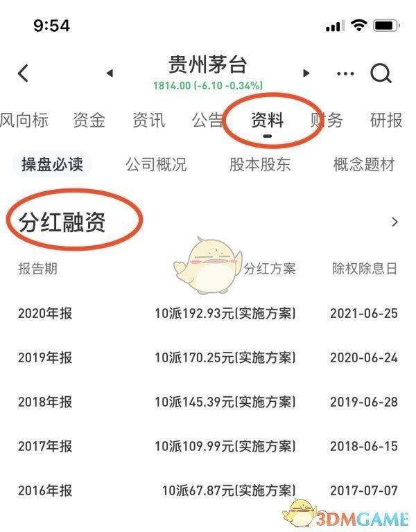 《雪球》查看历年股票分红 *** 
