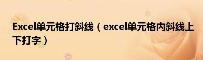 Excel单元格打斜线（excel单元格内斜线上下打字）