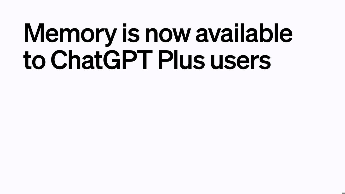 OpenAI 向 ChatGPT Plus 用户开放“记忆”功能