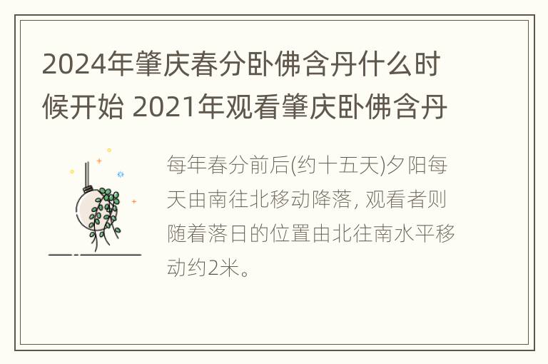 2024年肇庆春分卧佛含丹什么时候开始 2021年观看肇庆卧佛含丹时间