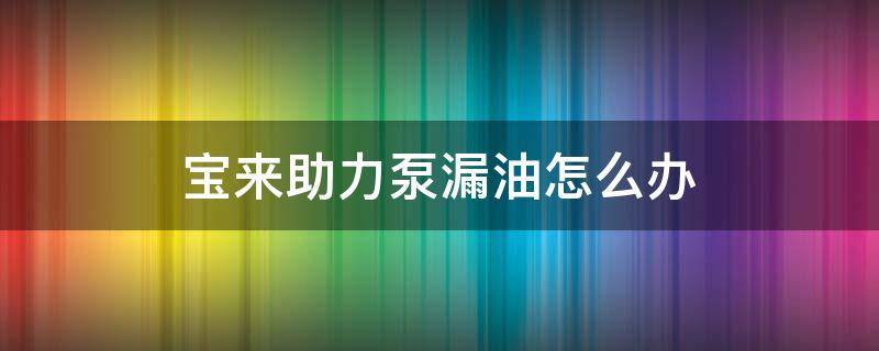 宝来助力泵漏油怎么办（宝来助力泵渗油）